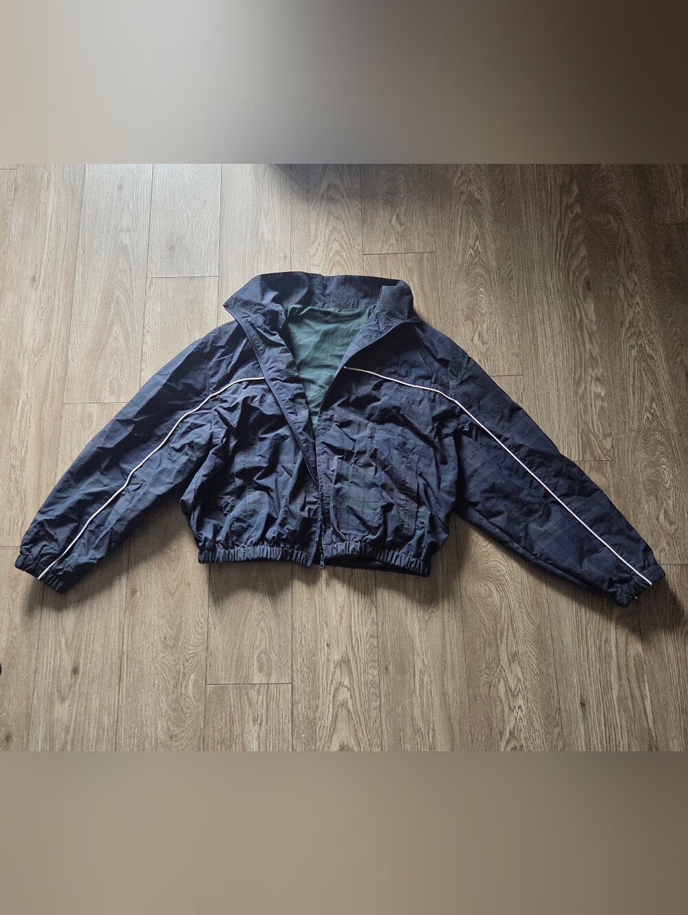 Zara Navy Bomber Jacket with White Piping